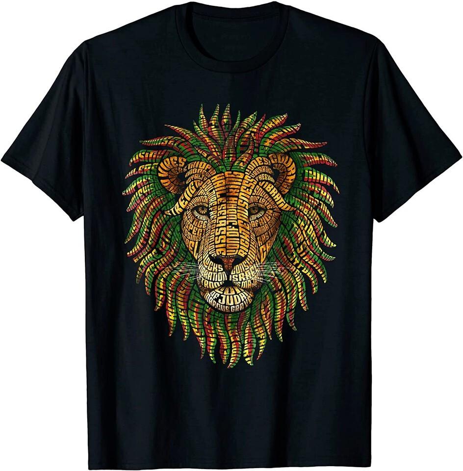 NIEUW BEPERKT Rastafari Rood Geel Groen Rasta Kleding Leeuw van Juda T-shirt