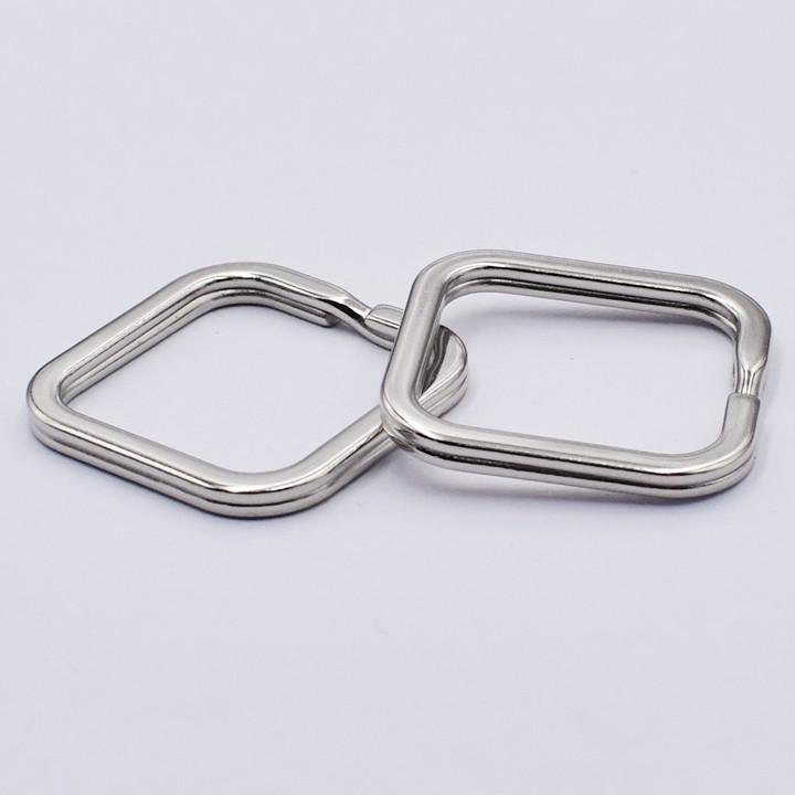 Square Key Ring, 30mm Side, Silver-White, Creative Design (K328)