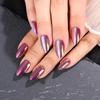 Electroplated Iridescent Cat Eye Almond Stiletto Nail Tips - Wearable Pre-made False Nails for Art.