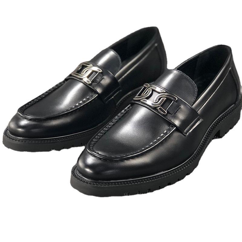 One-pedal lazy foot leather shoes men's 2025 autumn new Korean version of business leisure versatile breathable trendy leather shoes