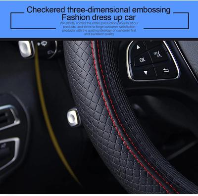 Funda de Volante de Cuero para Coche, Elástica, Transpirable Antideslizante, Universal 14.5 pulgadas - 15 pulgadas, Funda de Volante para Hombres Mujeres