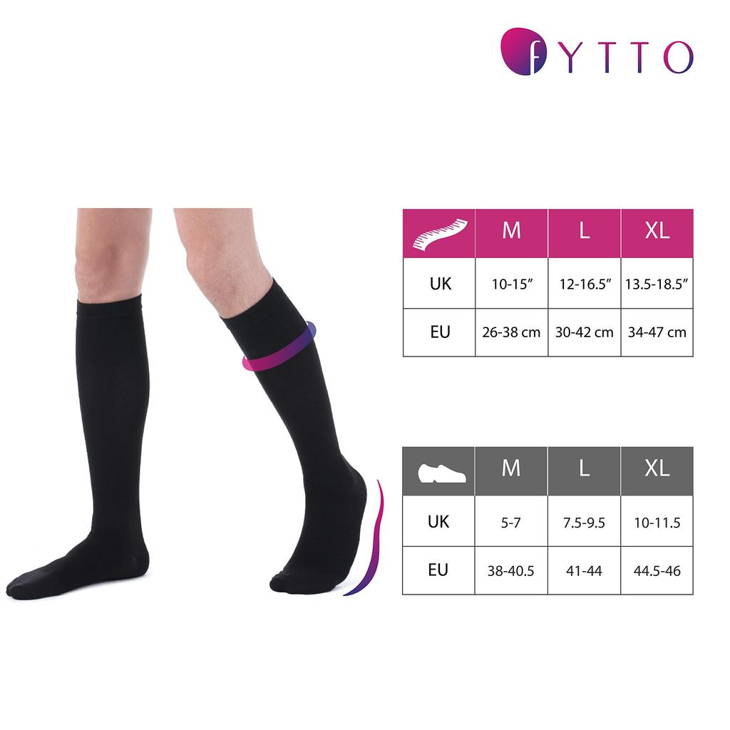 Fytto Compression High Socks with Graduated Compression Business Reduces 1067 M Men's Socks, Design, Socks, Swelling, Black,
