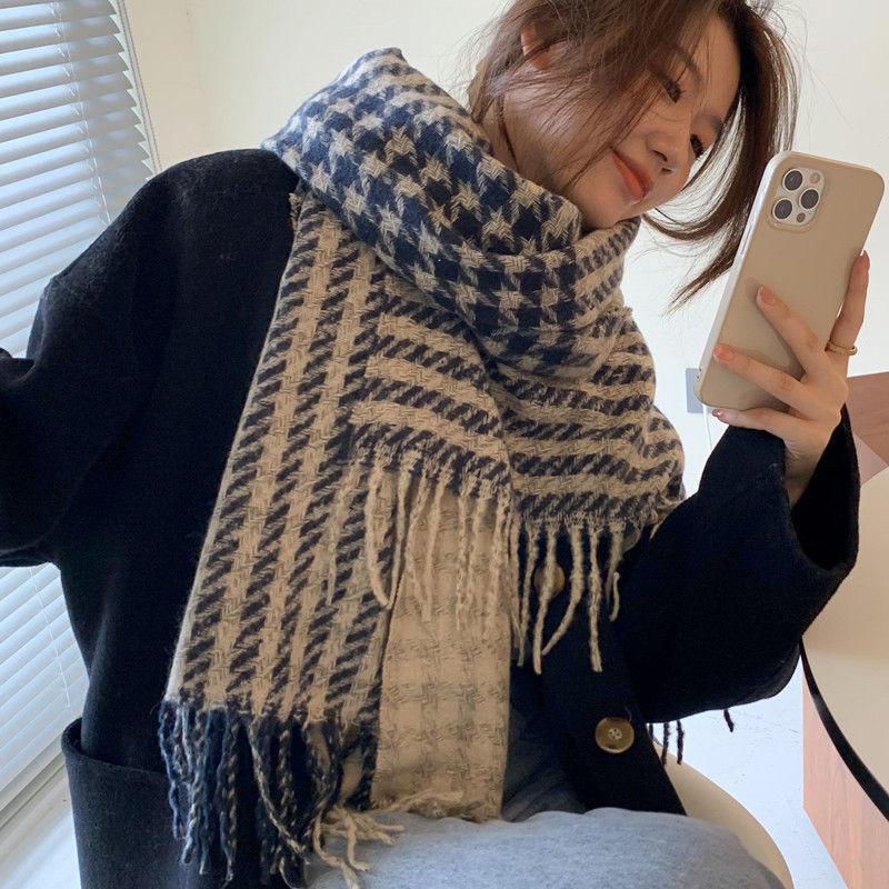 Qiandongge scarf women's autumn and winter Korean atmosphere Korean version thickened and warm imitation cashmere scarf versatile shawl men