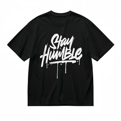 Men's Breathable Classic T-Shirt White Brushstroke Slogan Design Cotton Tee