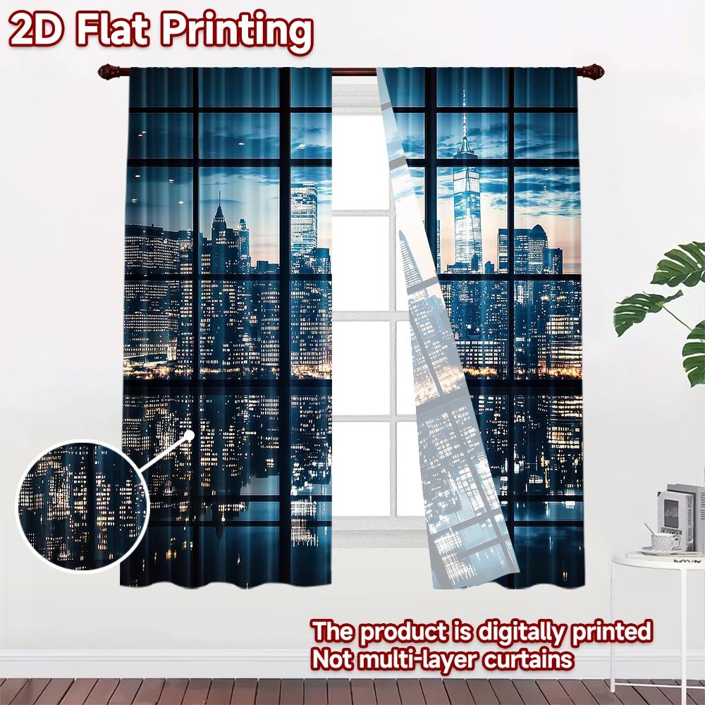 2D flat Photography Backdrop Popular Background cloth Cityscape Through s 100% Polyester Family Party for Bedroom