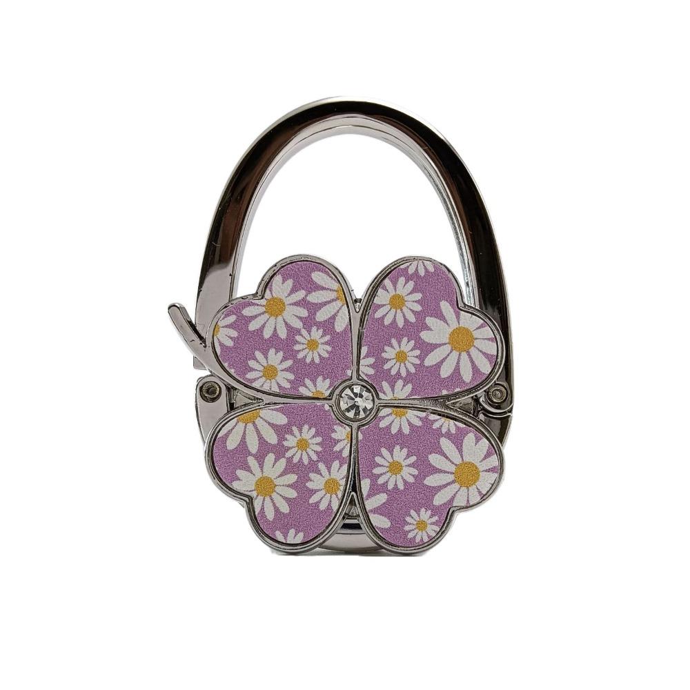 Durable Four Leaf Clover Handbag Hook Flowers Foldable Purse Hanger Creative Pretty Purse Holder for Table