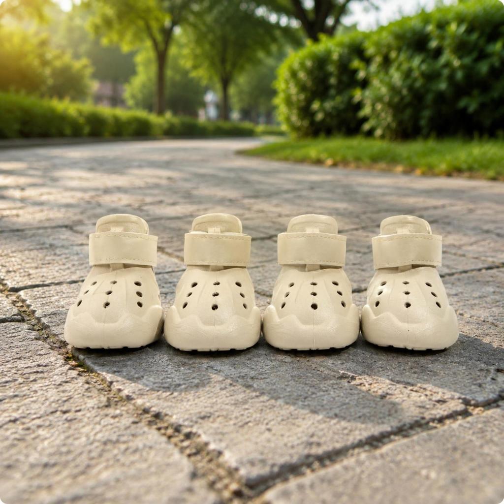 4 Pieces Dog Shoe with Hook-and-Loop Strap Breathable Paw Protector Lightweight