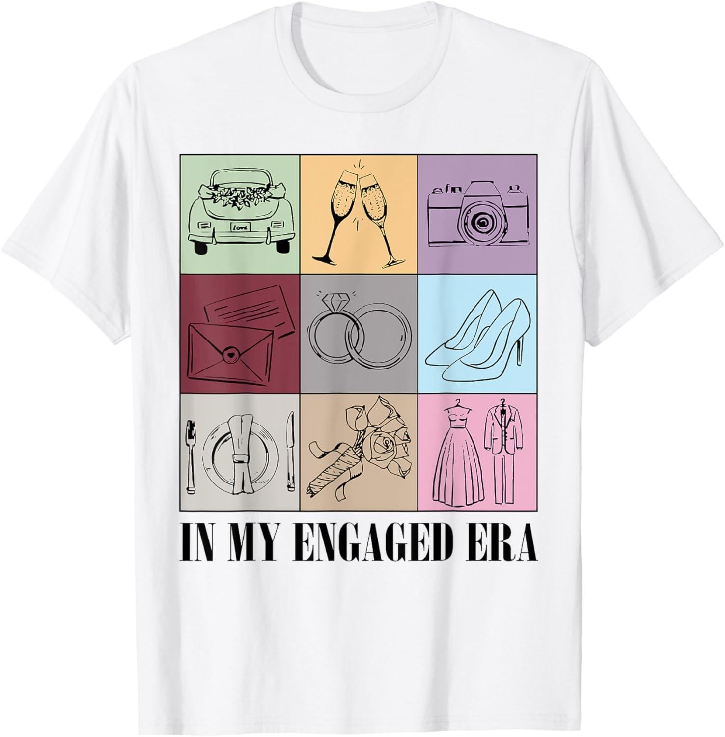 In My Engaged Era Retro Bride Wedding Engagement Party T-Shirt S разноцветный