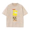 Mashup Cartoon Bart Simpson Print Vintage Washed T Shirt Black Casual Streetwear