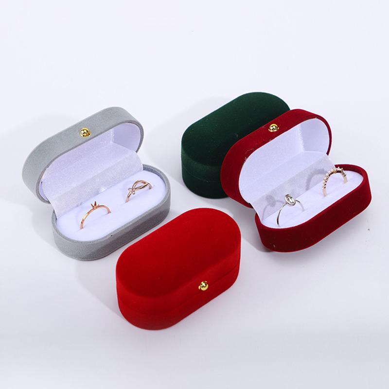 1PC Ring Box Jewelry Case Jewelry Display Organizer New Couple Double Slots Ceremony Gift Boxes Velvet Trinket Double