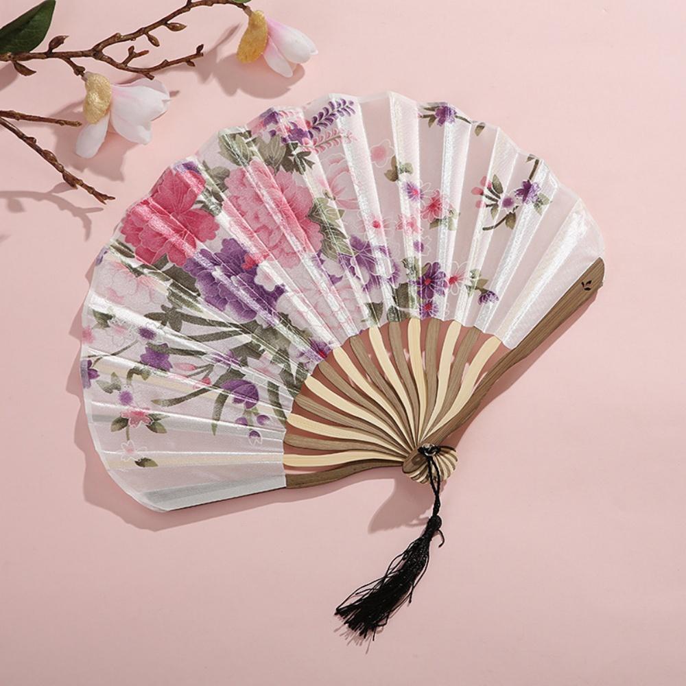 Silk Cloth Hand Fan Elegant Hand Fan Peony Flower Fan Luxurious For Weddings Personal Comfort Dance Recitals