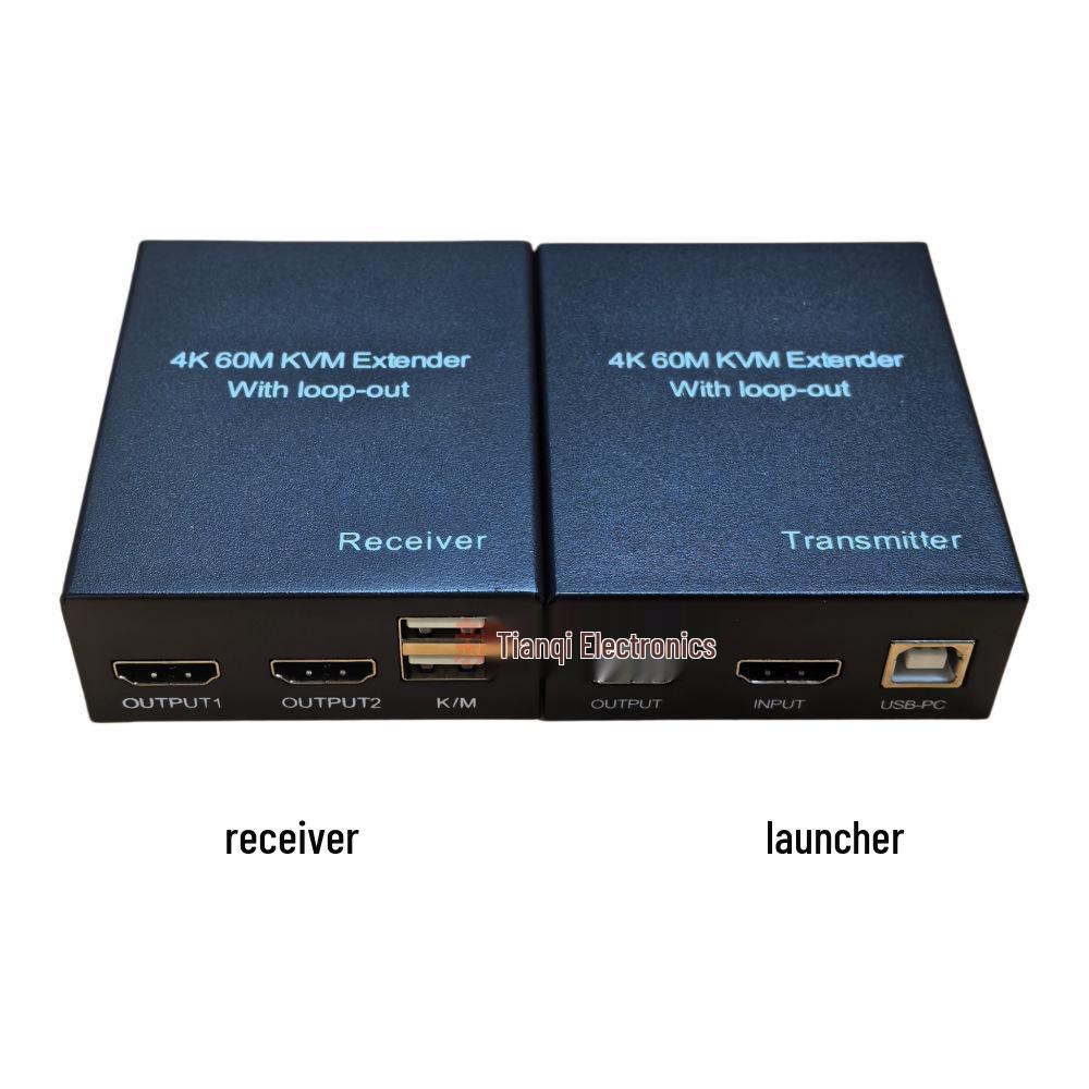 4K 60m HDMI KVM Extender with USB Mouse & Recorder, Network Cable Transmitter