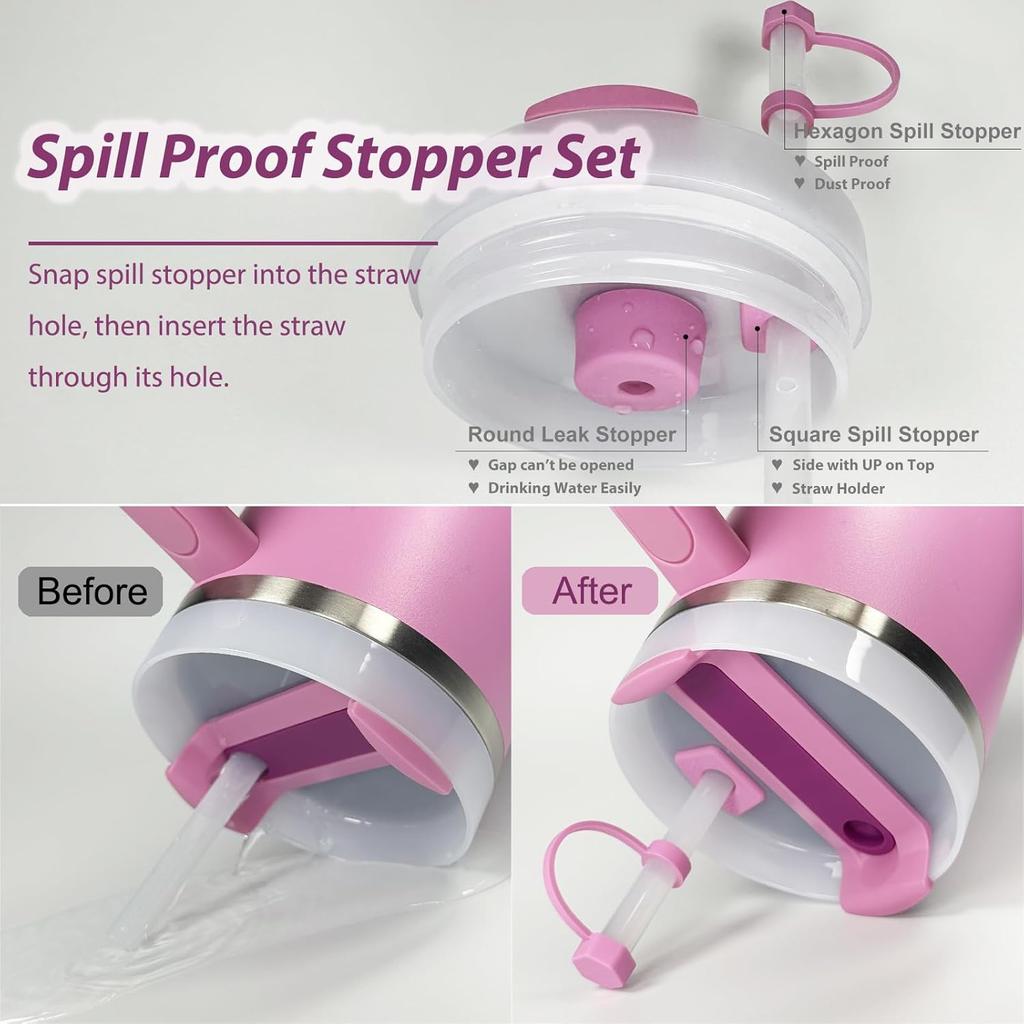 Cup Accessories Set Includes 6Pcs Silicone Spill Proof Stopper, 2Pcs Straw Cover Cap for 9-10 mm Straw, 1Pcs Silicone Boot Compatible with Stanley
