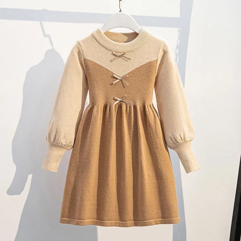 

Платье-свитер принцессы с длинными рукавами в студенческом стиле для девочек на осень и зиму 120 cm