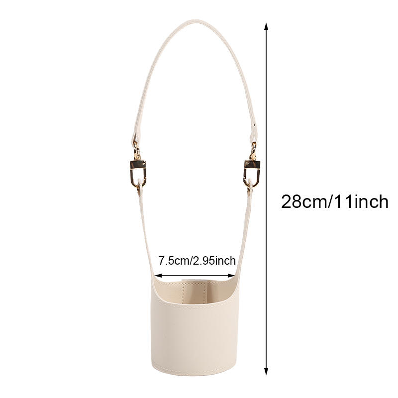 Portable Water Bottle Carrier with Detachable Strap Leather Coffee Cup Holder Bottle Protective Sleeve Bag for Outdoor Camping Travel