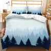 3D Mountain Forest Duvet Cover Set Snow Mountain Winter Theme King Queen Size Comforter Cover for Kid Teen Polyester Bedding Set