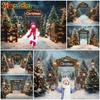 Mocsicka Christmas Background Photography Forest Tree Child Photo Backdrop Wallpaper Winter Snow Door Party Decorations Banner