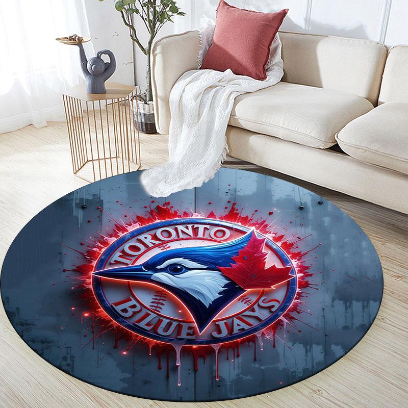 Toronto Blue Jays2,Round Area Rug,Carpet Rug for Living Room Bedroom Sofa Playroom Decor,Non-slip Floor Mat