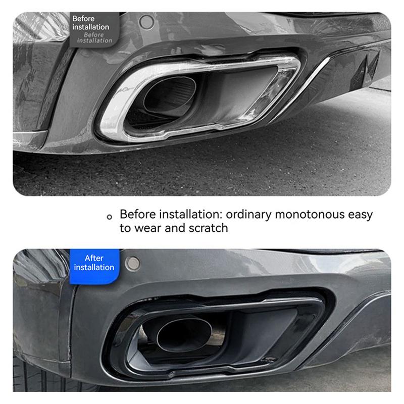 For BMW X5 G05 X6 G06 X7 G07 M Sport Stainless Steel Glossy Black Car Tail Muffler Exhaust Pipe Output Cover Trim Accessories