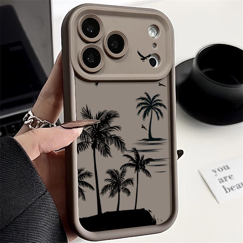 Custodia Creativa con Motivo Tramonto Cocco per iPhone 17 Pro Max 17e 16e Cover Bumper Morbida in Silicone Antiurto per iPhone 16 15 14 13 Pro Max 11