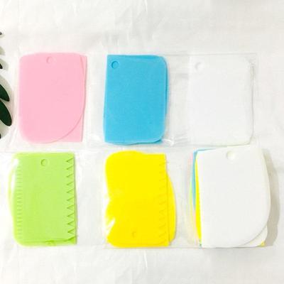 Three-Piece Plastic Dough and Cake Scraper Set for Baking and DIY Decorating