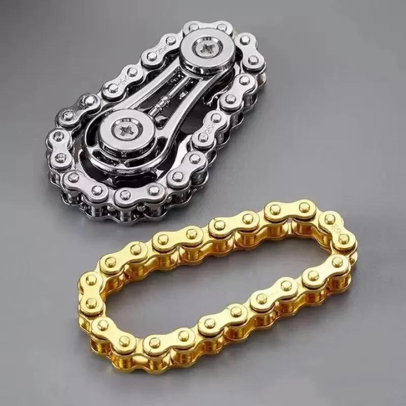 Fidget Chain,Sensory Bike Chain EDC Anti Stress Relief Anxiety Metal Fidget Finger Hand Spinner Toys For Kids Adults ADHD Autism