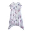 DIMANAF 2025 Summer Women Plus Size Dress Vintage Long Dress Basic Floral Printing Casual Loose Linen Maxi