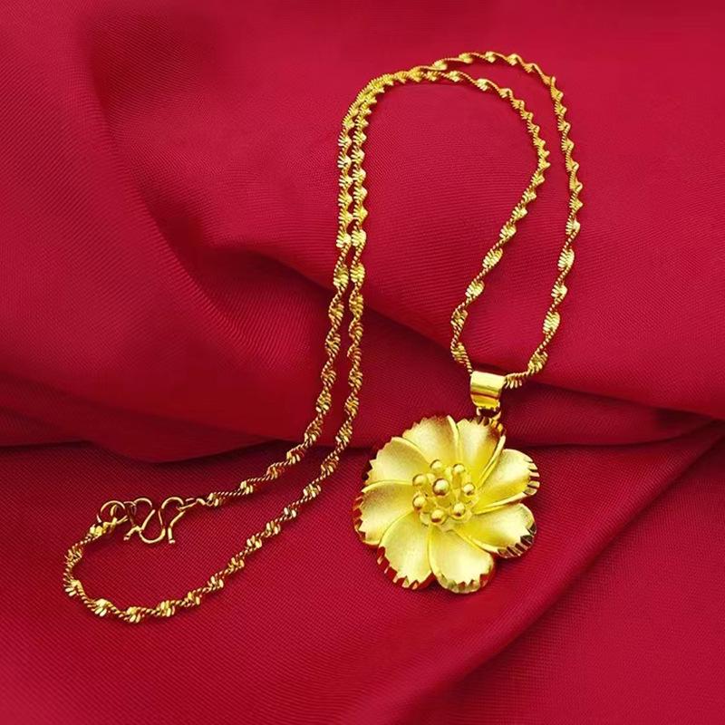 Colar Girassol: Corrente de Clavícula Dourada Ondulada Dupla com Pingente de Flor - Presente Perfeito de Qixi para Namorada