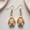 Ear Pendants with Ethnic Style, Retro Turtle Greenstone Turquoise Ear Pendants, Textured Stone Earrings