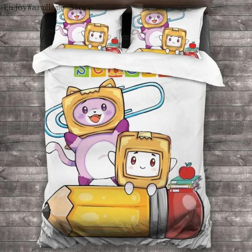 Lankybox Cartoon Cute Kawaii Bedding Set King Twin Double Bed Set Microfiber For Kids Child Duvet Cover And Pillowcase