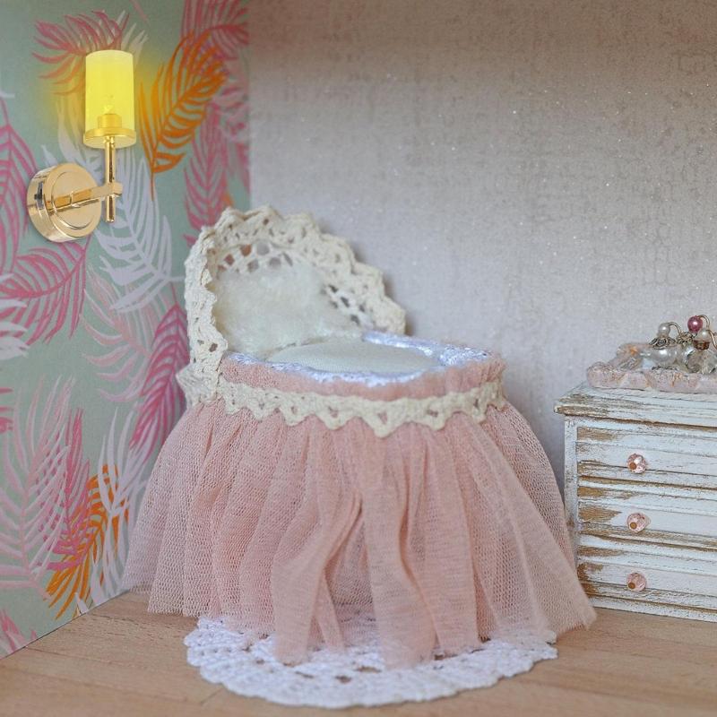 Modern 1/12 Scale Dollhouses Wall Lamp With Glass Dome And Energy Efficient LED Lighting For Miniature Home Decors