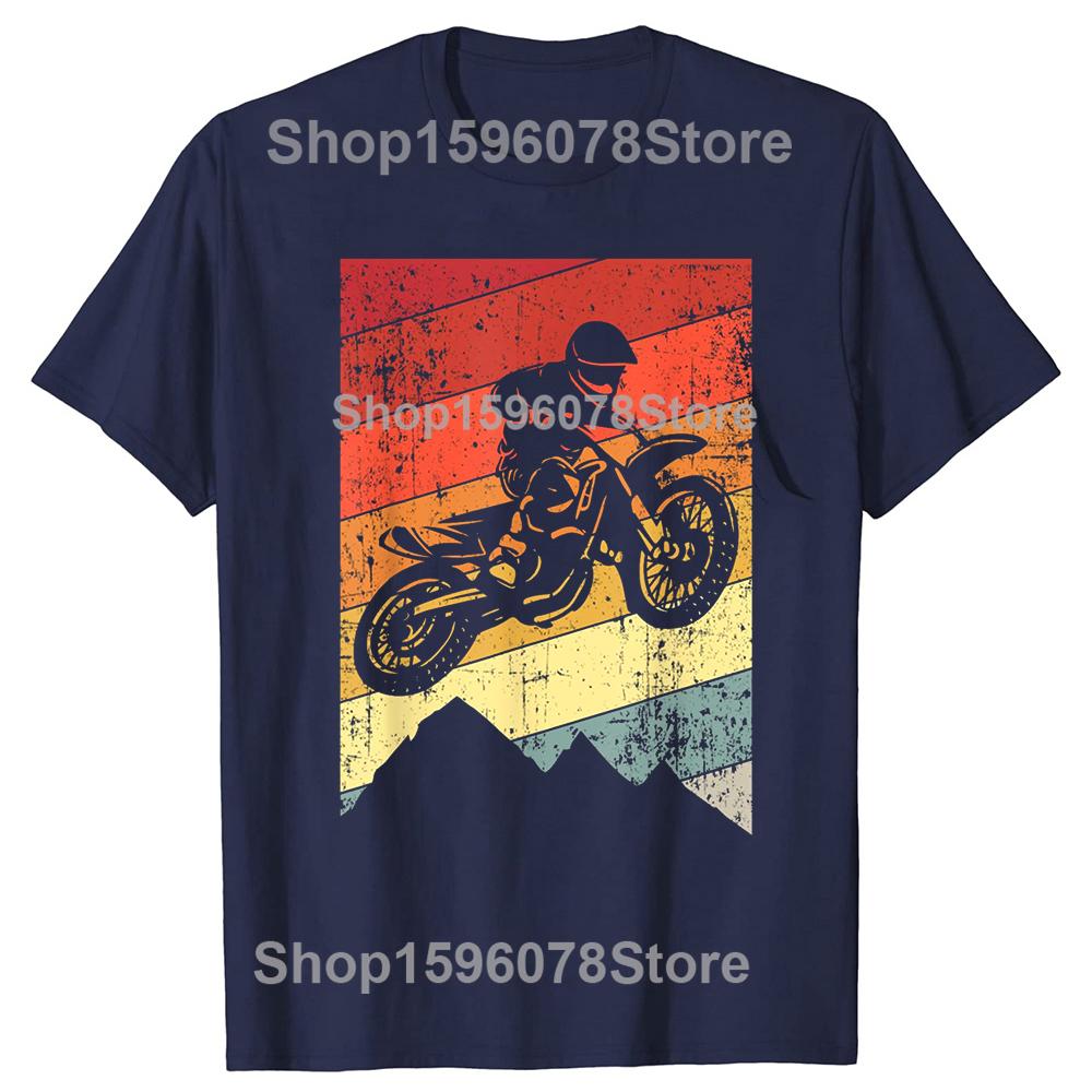 Motocross Bike Vintage Dirtbike Gift Racing Retro Dirt Bike TShirt Moto Shirt Streetwear Men Clothing Pure Cotton Tops Camisas