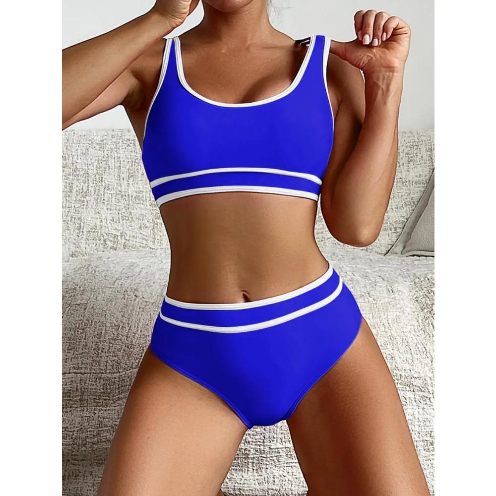 Vintage Hot Pink Patchwork Bikini Set Women Summer Push Up Bra High Waist Swimsuit 2025 Beach Bathing Suit Two Piece Swimwear