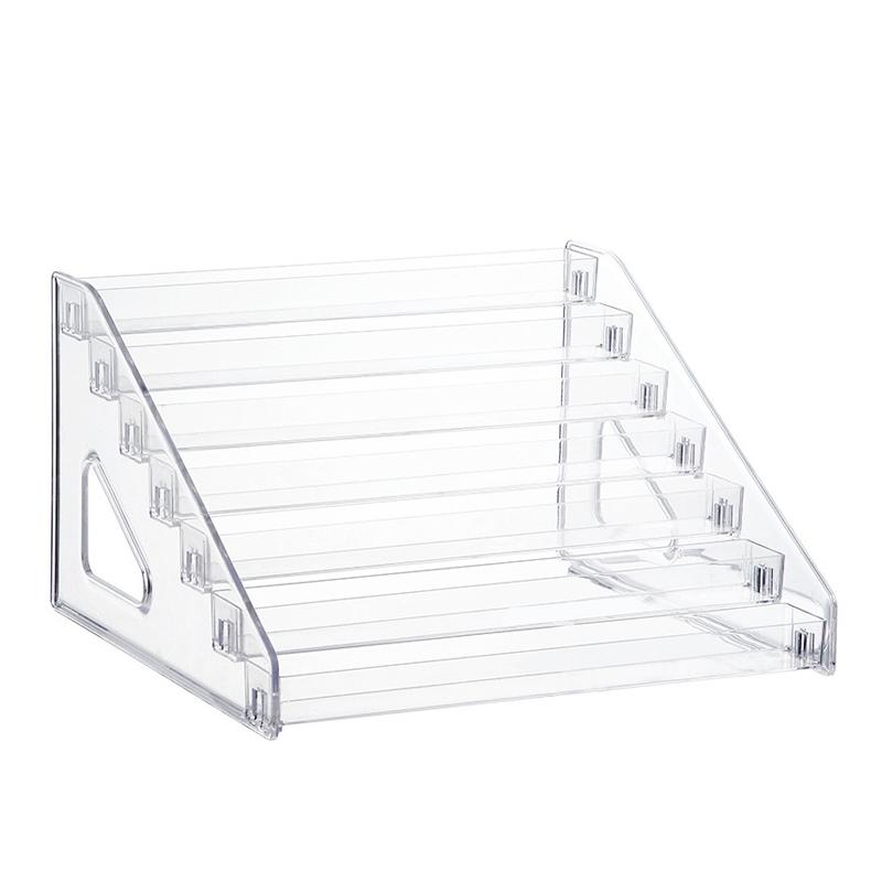 

7-слойная стойка для хранения, трапециевидная прозрачная коробка для косметики, многослойная губная помада, тени для век, лак для ногтей, дисплей для парфюмерии для глаз 7
