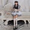 Halloween Costume Lolita Maid Outfit Cook's Daily Black and White Plaid Cosplay Maid Lolita Dress