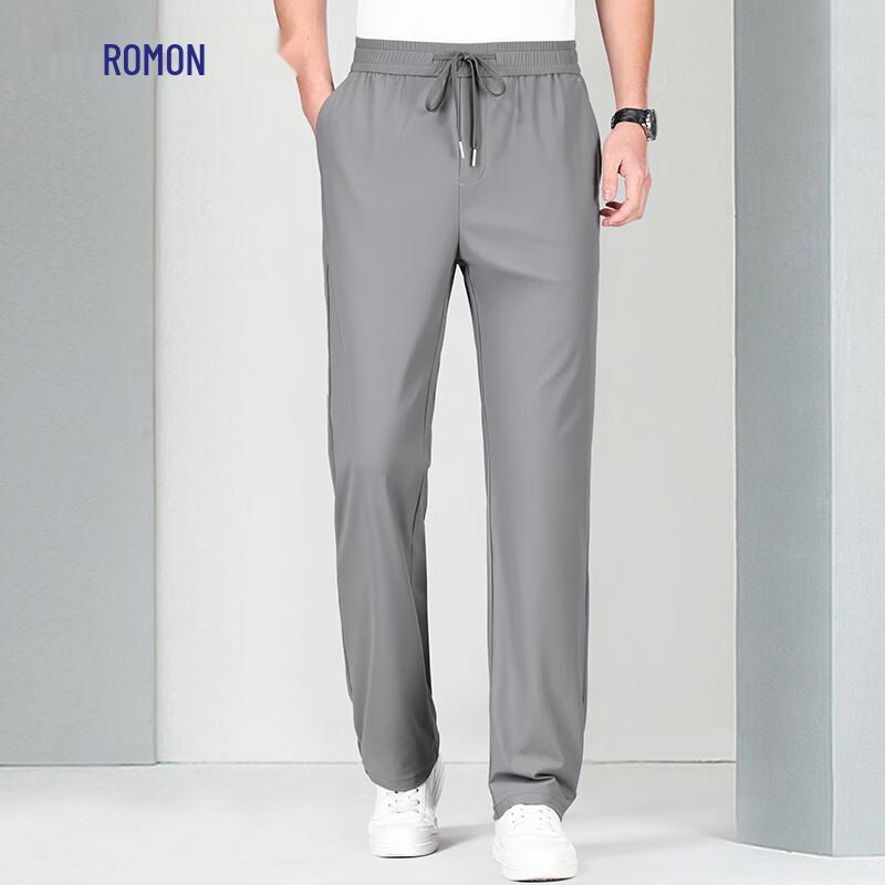 ROMON Men's Ice Silk Quick-Dry Straight-Leg Casual Pants