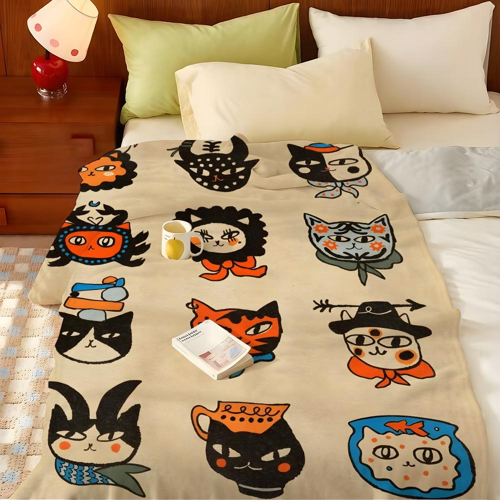 Art N-Niko E-Eniko Throw Flannel Throw Blanket, Lightweight Cozy, Durable Washable Cute Cool