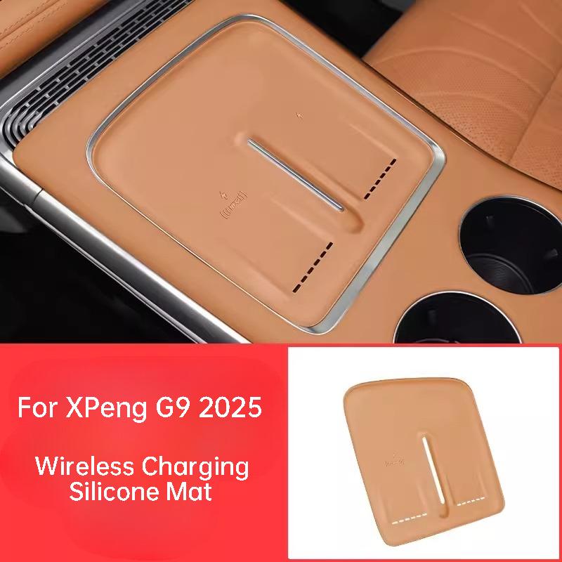 For XPeng G9 2024 2025 Car Wireless Charging Silicone Mat Dustproof Non Slip Charging Panel Protector Interior Accessories