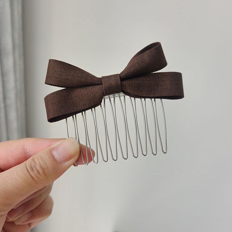 Korean Style Sweet Bow Bangs Clip Hair Comb – Elegant Fabric Hair Accessory for Women