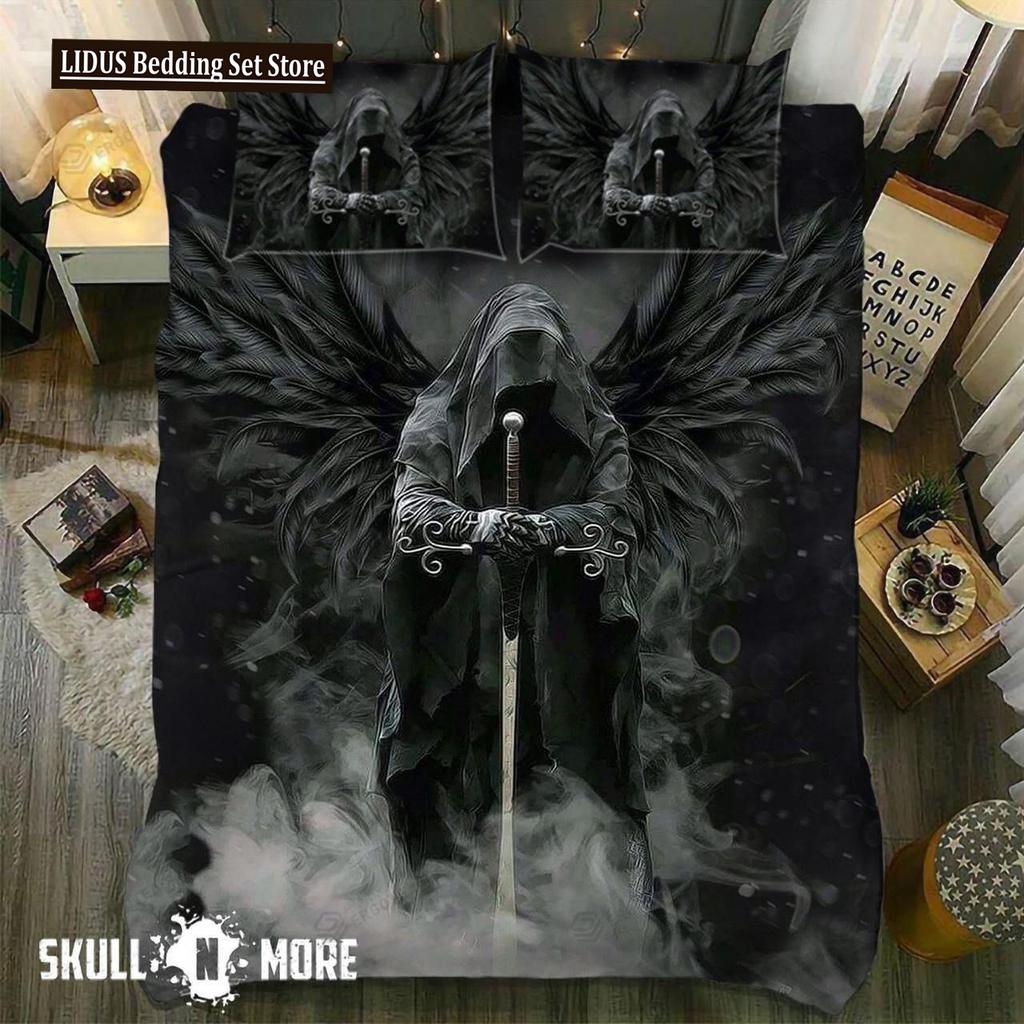 Skull Chevalier Duvet Cover Set King Size Horror Skeleton Bedding Set Day Of The Death Comforter Cover 2/3pcs For Boys Men Gifts