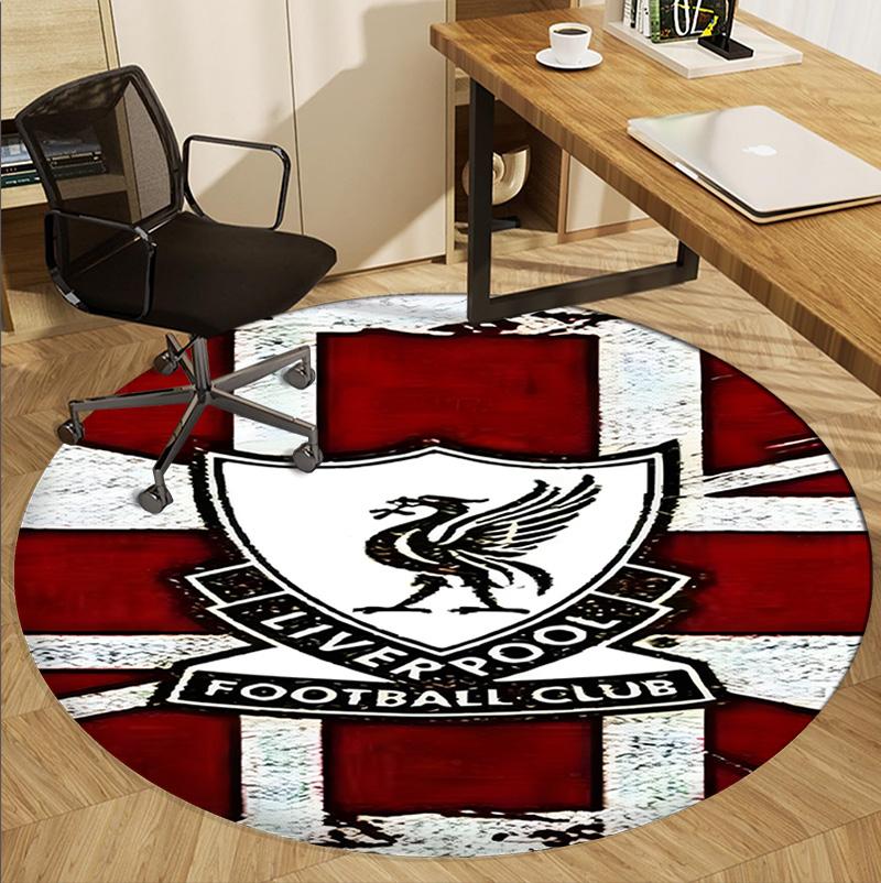 Alfombra Redonda con Patrón del Liverpool F.C., Felpudo para Interiores/Exteriores, para Picnic, Sala de Juegos, Dormitorio, Oficina, Sala de Estar, Alfombra Decorativa para el Hogar, Regalo de Cumpleaños