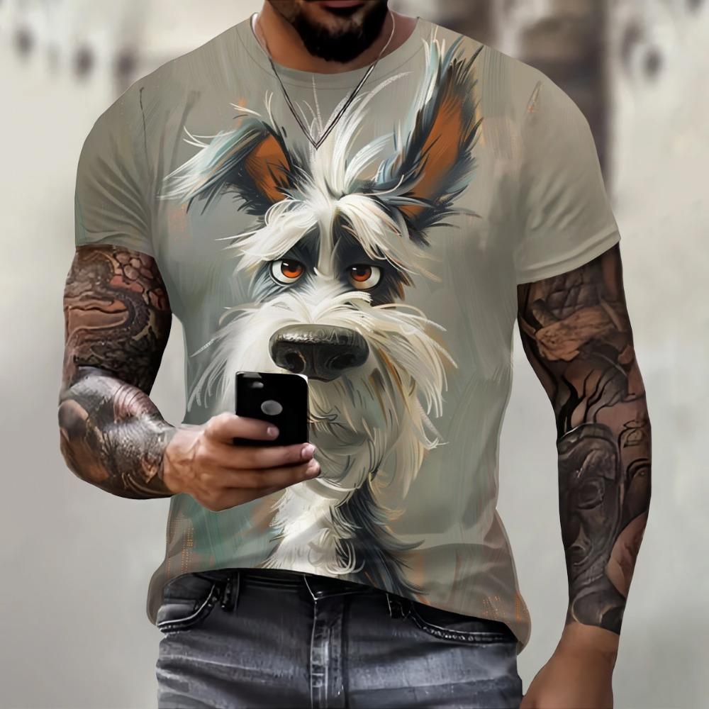 Summer Men's Outdoor Casual Breathable T-shirt Short Sleeve Cartoon Animal Printed Pattern Large Oversize Loose Men's T-shirt