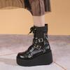 Fashion Punk Women Boots Fashion Rivet Shoes for Women Gothic Buckle Motorcycle Boots Platform Wedges Cool Nightclub Party Cosplay Shoes