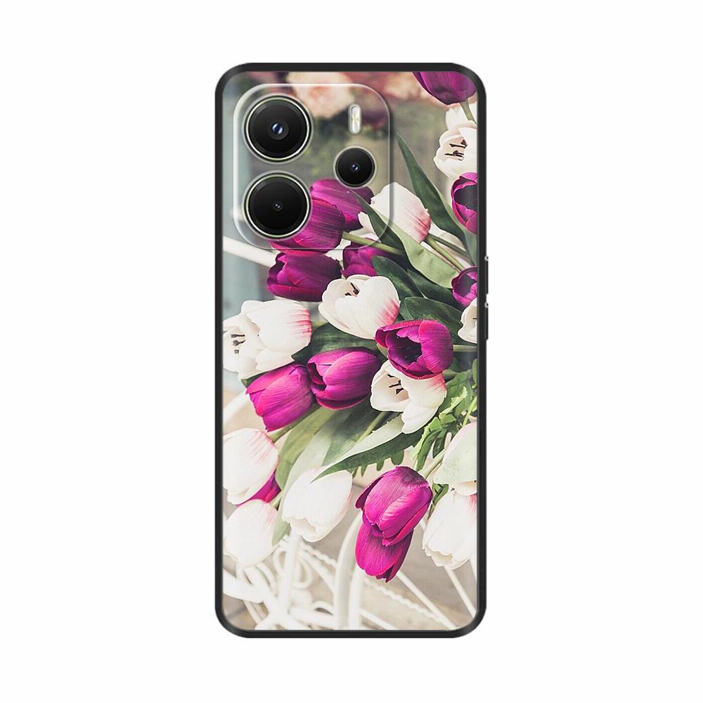 For Xiaomi Redmi Note 14 4G Case Luxury Painted Cover Black Silicone Phone Case For Redmi Note 14 Fundas note14 4G Soft Bumper