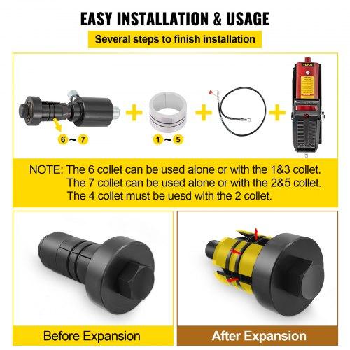 Expansor de Tubo de Escape Hidráulico VEVOR, Tamanho de 4,1 a 10,8 cm, Bomba de Pedal de 10 T Incluída com 4 Matrizes