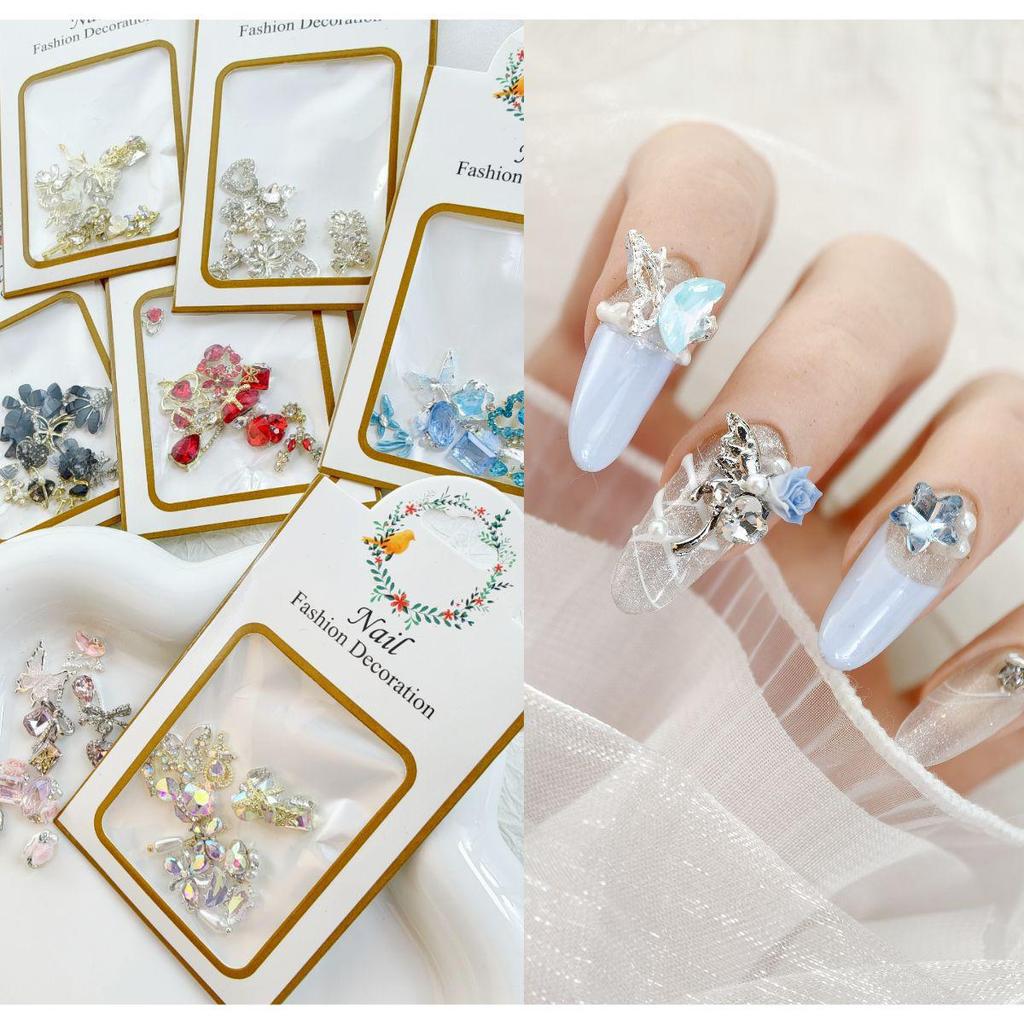 Nail Art Accessories: Alloy Rhinestone Set with Bow, Heart, Fishtail DIY Decorations