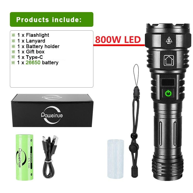 2025 Most Powerful Flashlight Super Bright Rechargeable Led Torch 6000000LM Long RangeTactical Flashlights Zoom Camping Lantren