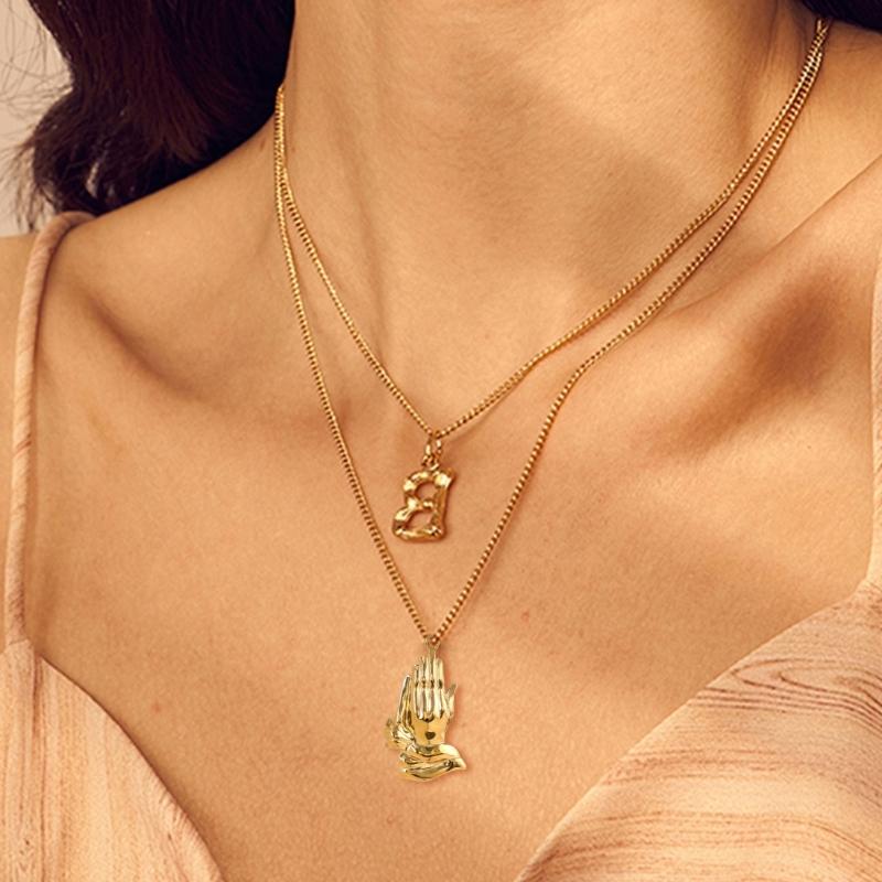 3Pcs Stainless Steel Faith Charm Praying Hand Pendants for Necklaces Bracelets Earrings Jewelry Making Accessories