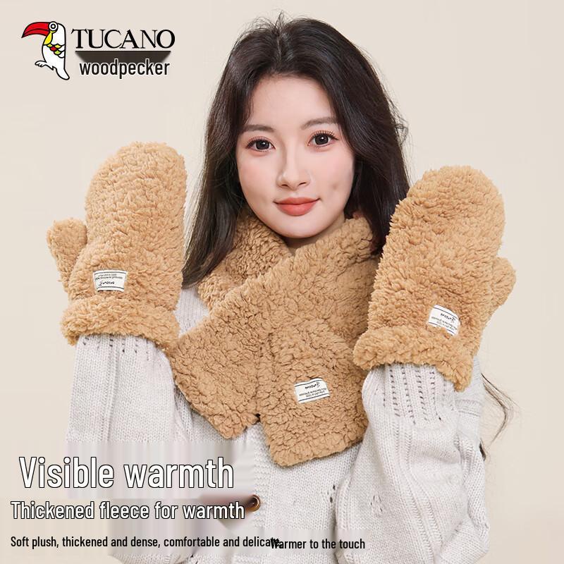 Women's Sweet Fluffy Winter Scarf & Gloves Set