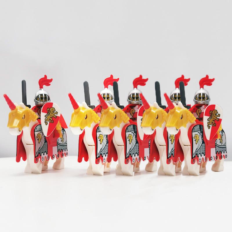 5 Sets Mittelalterliche Burg Ritter Dunkler Sauron Schlacht Fünf Heere König von Rohan Römischer Soldat mit Pferdefigur Bausteine Kinderspielzeug